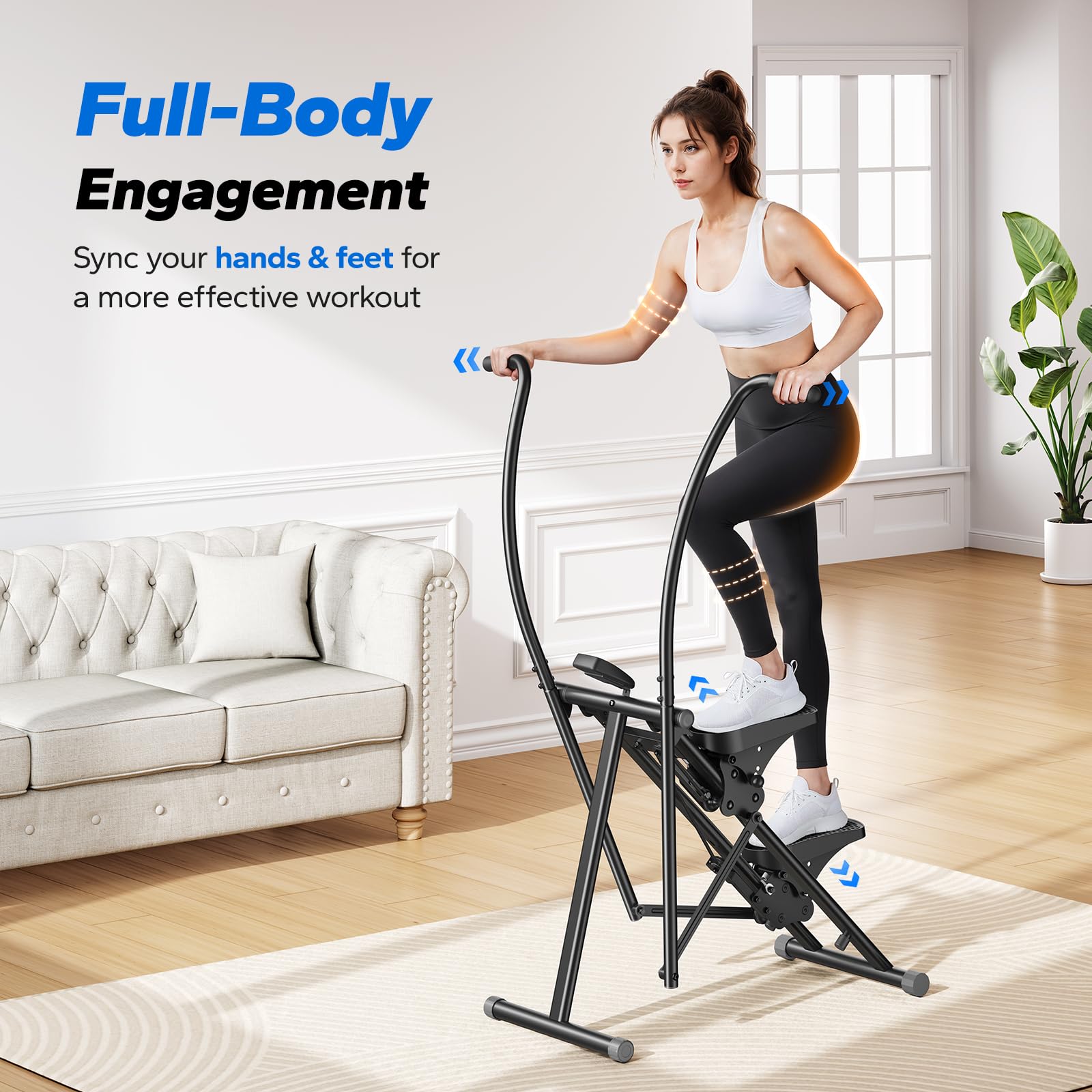 Merach Stair Stepper, Hands & Feet Synchronized Stair Climber, Stairmaster For Full-Body Workout At Home, Compact Vertical Climb