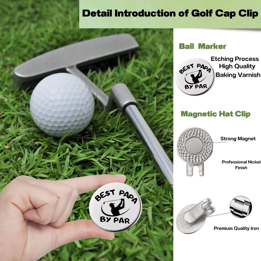Golf Ball Marker With Magnetic Hat Clip, A Perfect Golf Gift For Men Or Women - Best Papa By Par, Golf Accessories For Men Or Wo