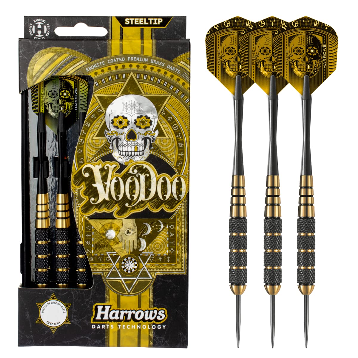 Harrows Mens Vodoo Brass Darts Steel Tip, Yellow/Black, 23G