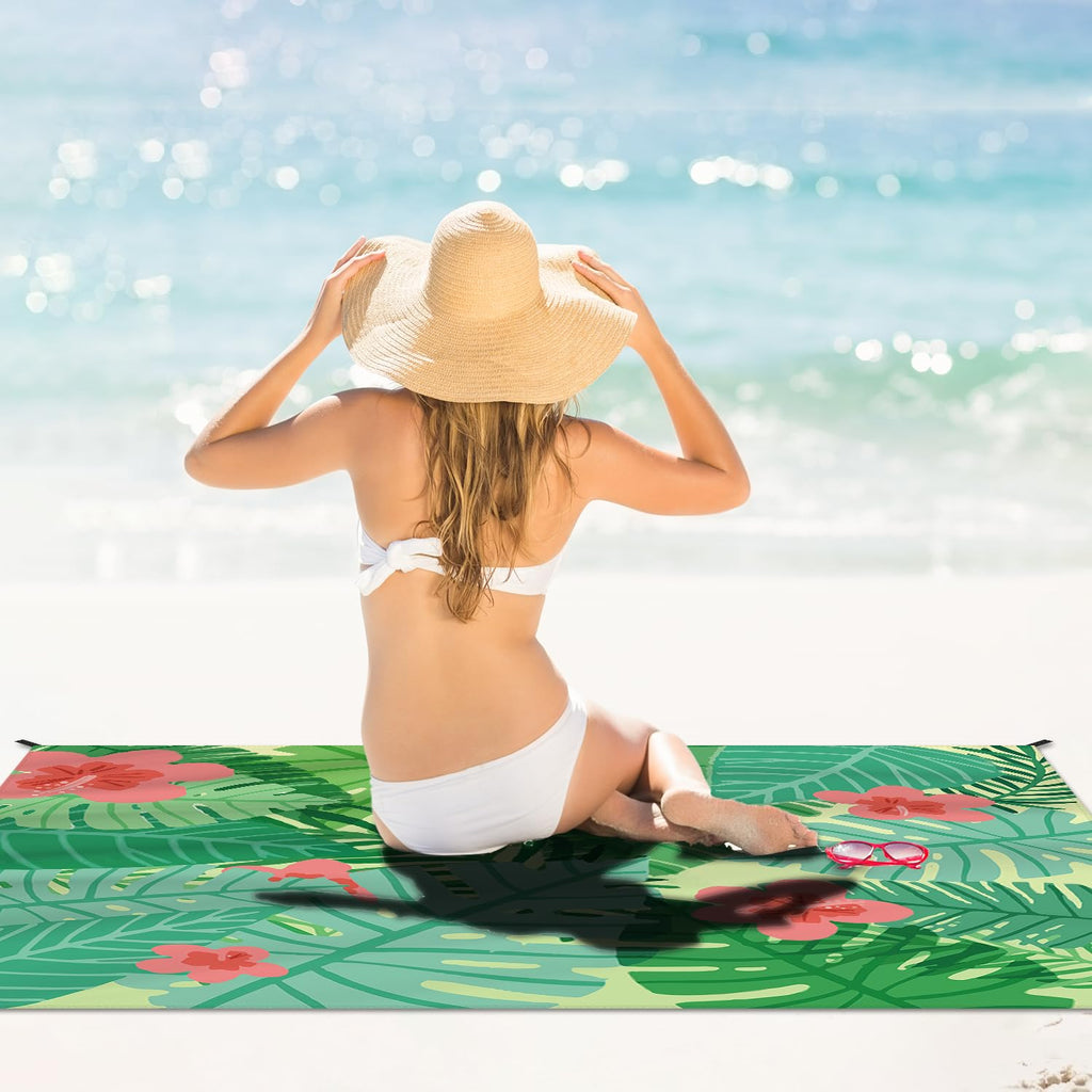 Dpwcvm Beach Blanket Waterproof Sandproof Large Beach Mat 83 X 106 For 3-5 Adults Sand Free Mat Quick Drying,Lightweight & Durab