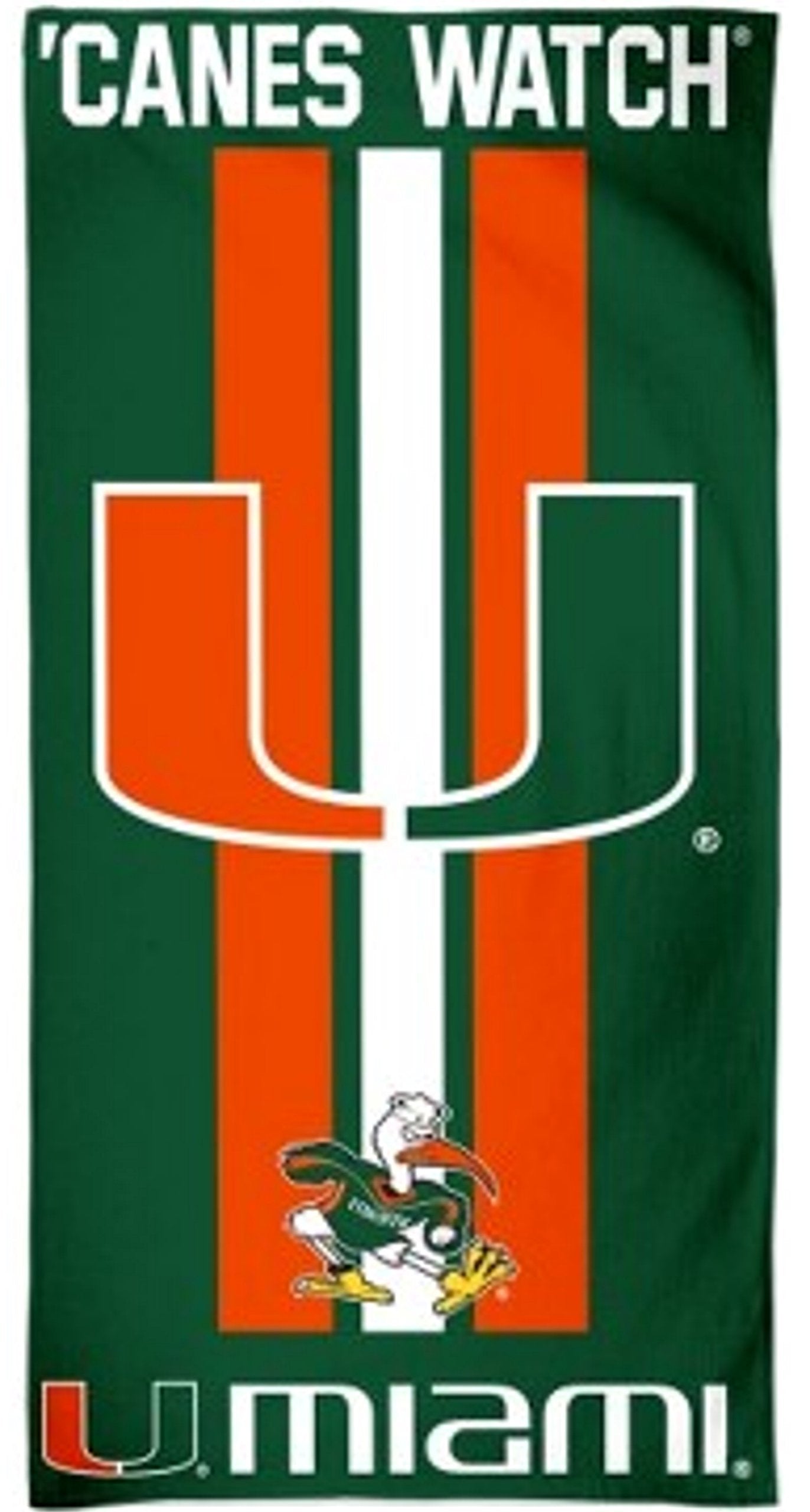 NCAA Miami Hurricanes 30 by 60 Fiber Reactive Beach Towel