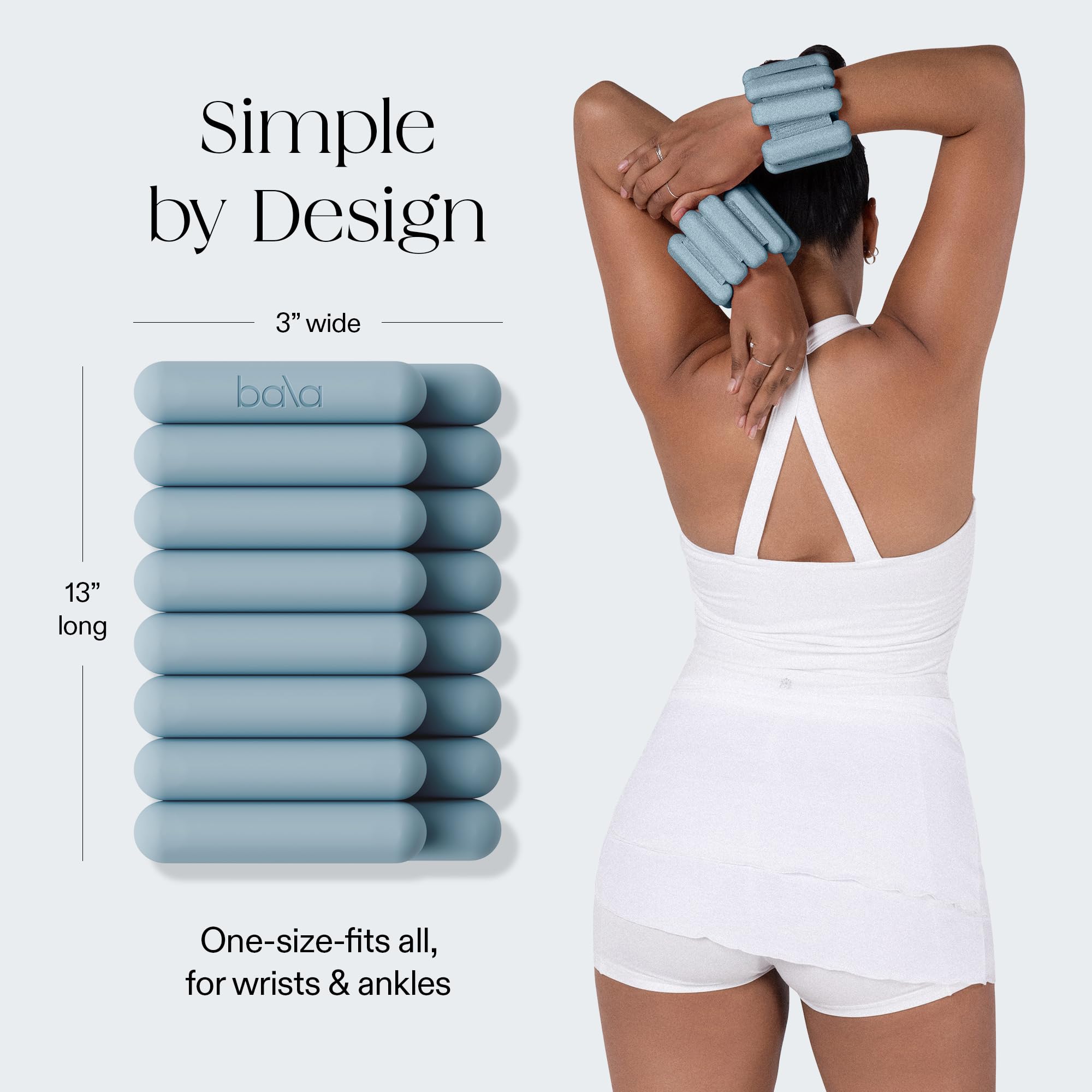 Bala Bangles Wrist & Ankle Weights for Women & Men (Sea) - 3 lb Adjustable Silicone Weighted Bracelet Set for Gym, Yoga, Pilates