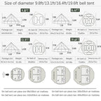 Latourreg Outdoor Luxury Waterproof 3M/4M/5M/6M Oxford Bell Tent With Zipped Detachable Groundsheet (White Oxford Cloth, 4M Bell