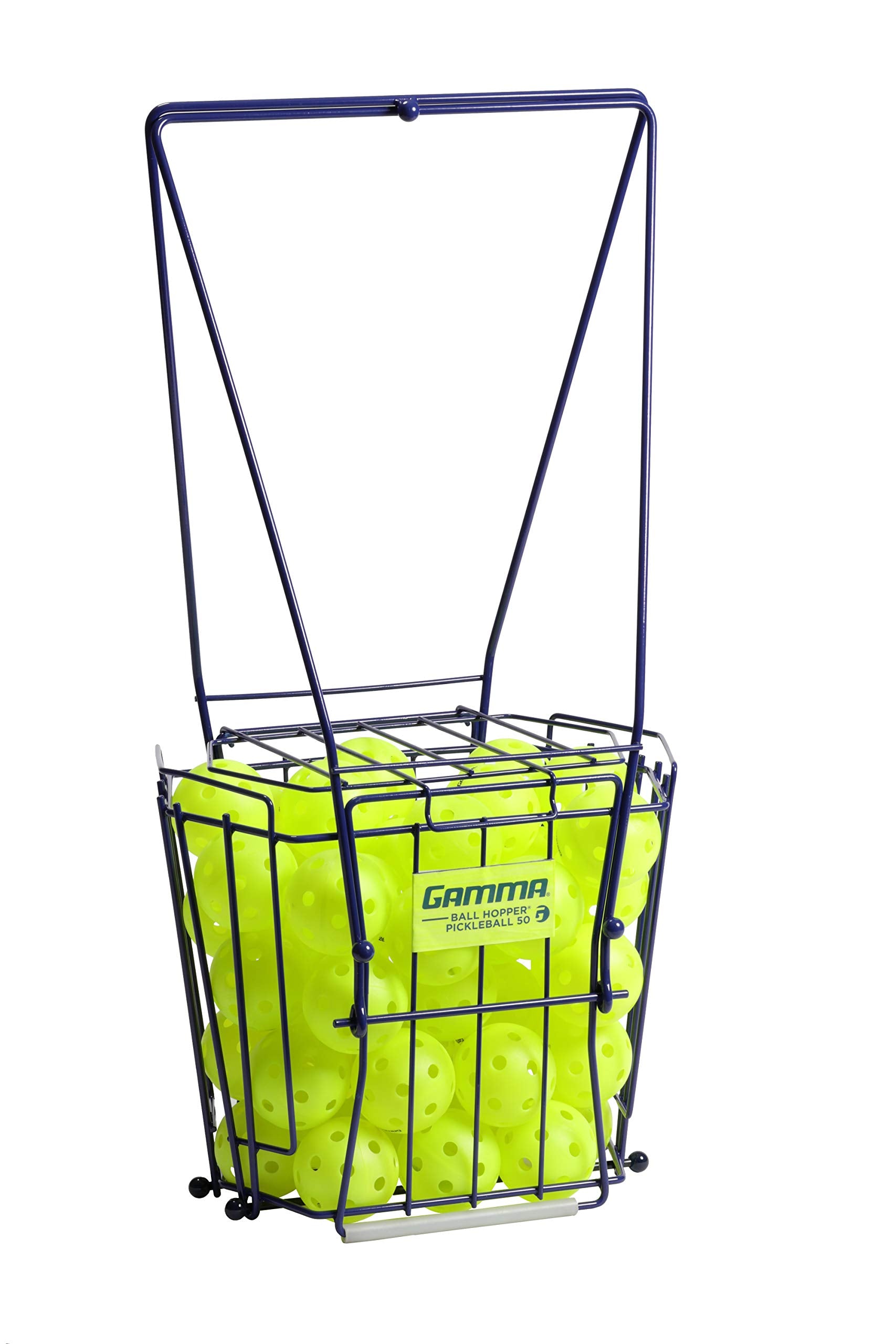 Gamma Sports Pickleball Ballhopper Caddy With Lid, Steel Durable Basket For Indoor/Outdoor Use, Holds 50 Balls, Blue