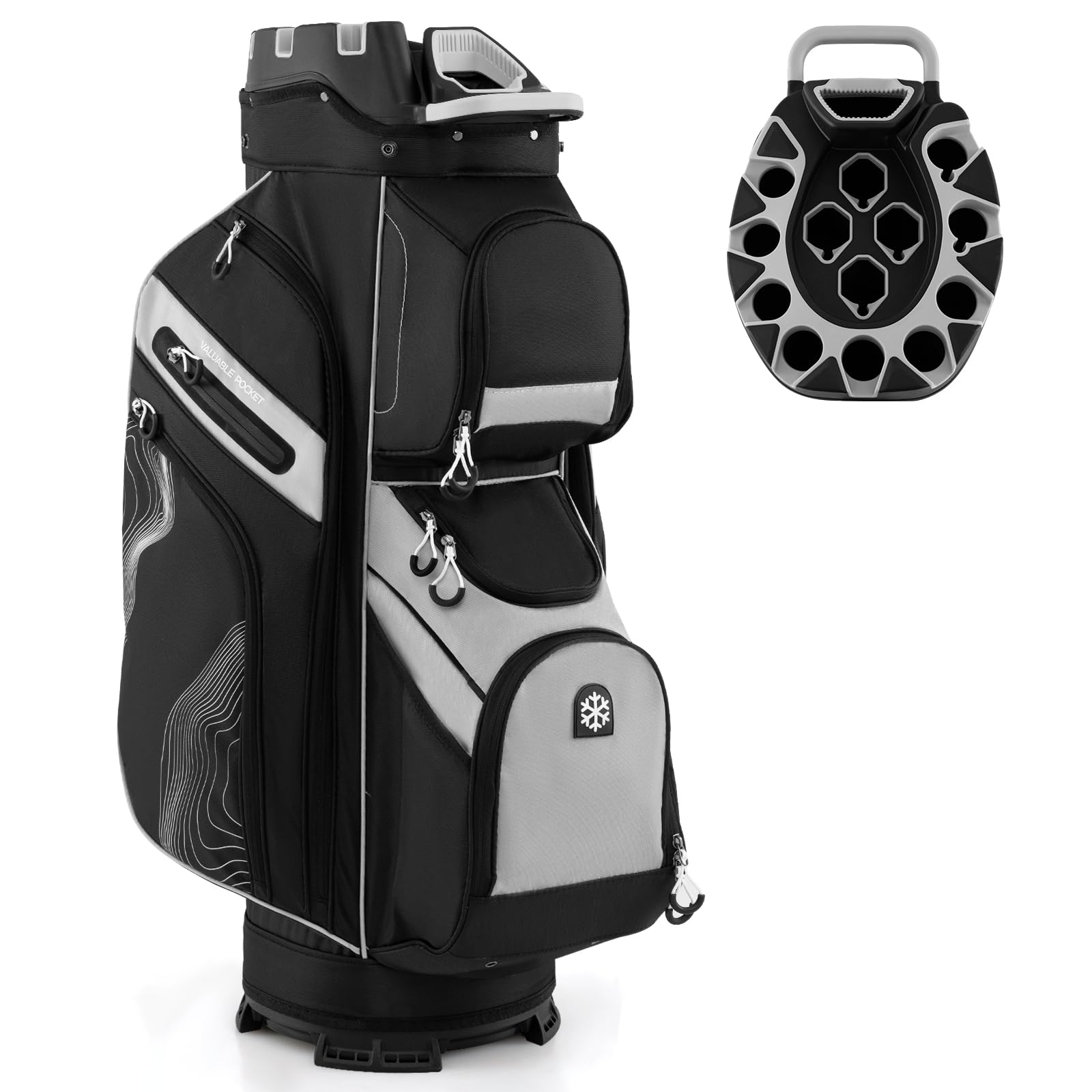 Goplus Lightweight Golf Cart Bag, Molded Lock Top Golf Club Bag w/14-Way Full Length Organizer Dividers, 11 Pockets, Cooler Bag,