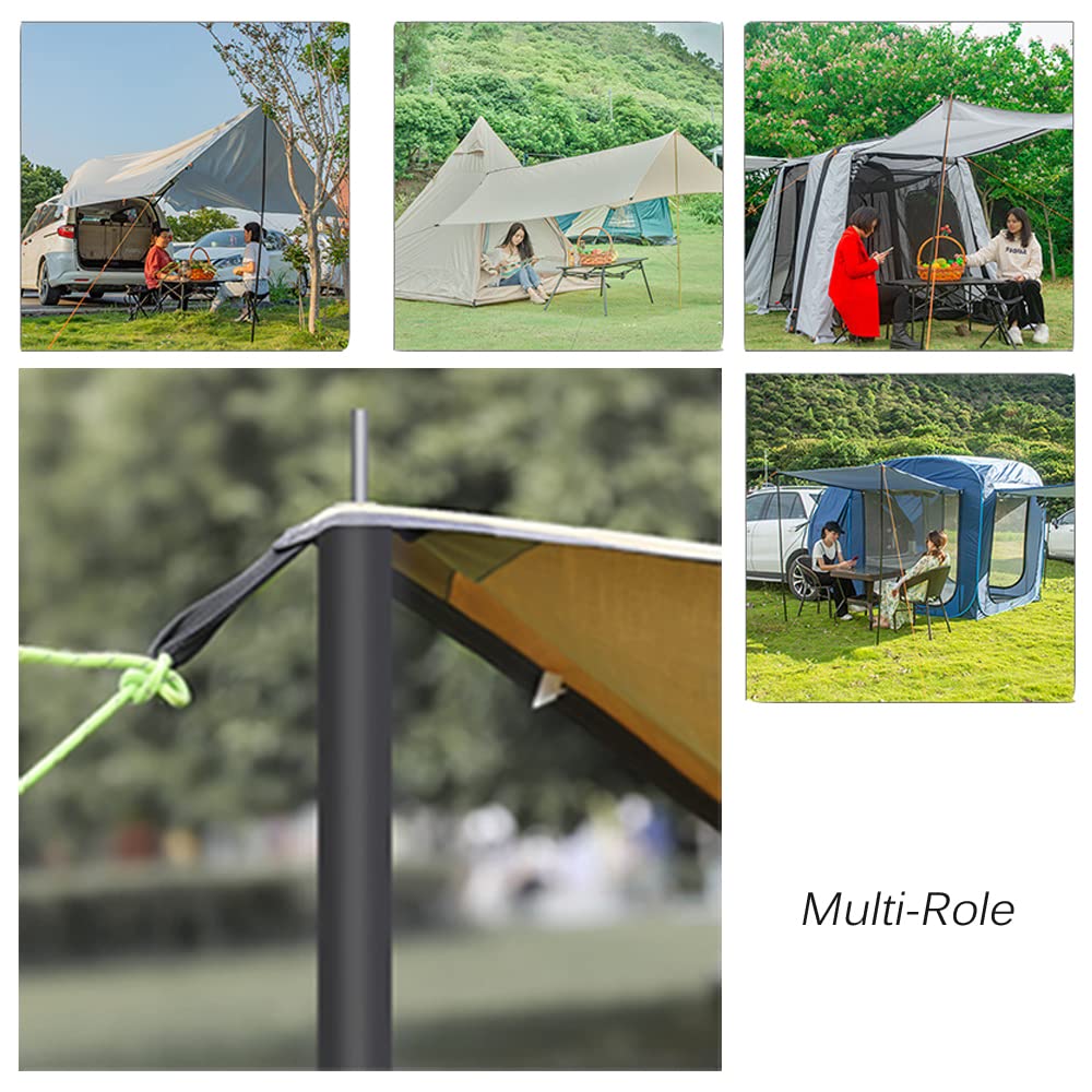 Adjustable Tent Poles - Portable Steel Rods For Camping Tarps And Canopies, 2 Sets Of Black Lightweight Poles For Shelter And Sh