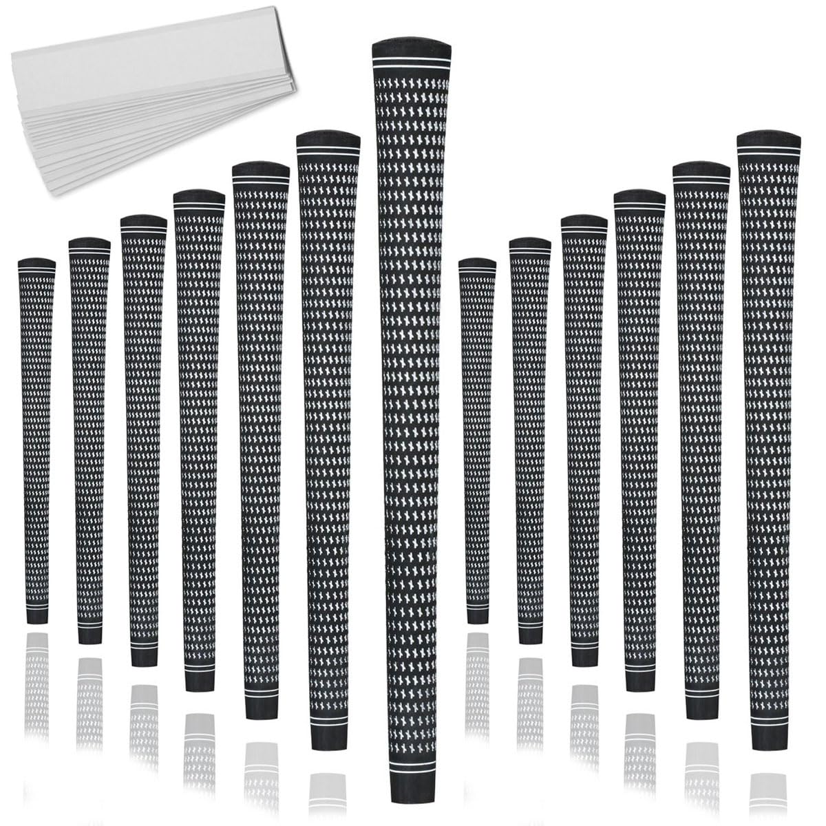 Karma Revolution Black/White Jumbo Golf Grips, 13 Pack with 13 Golf Grip Tape Strips