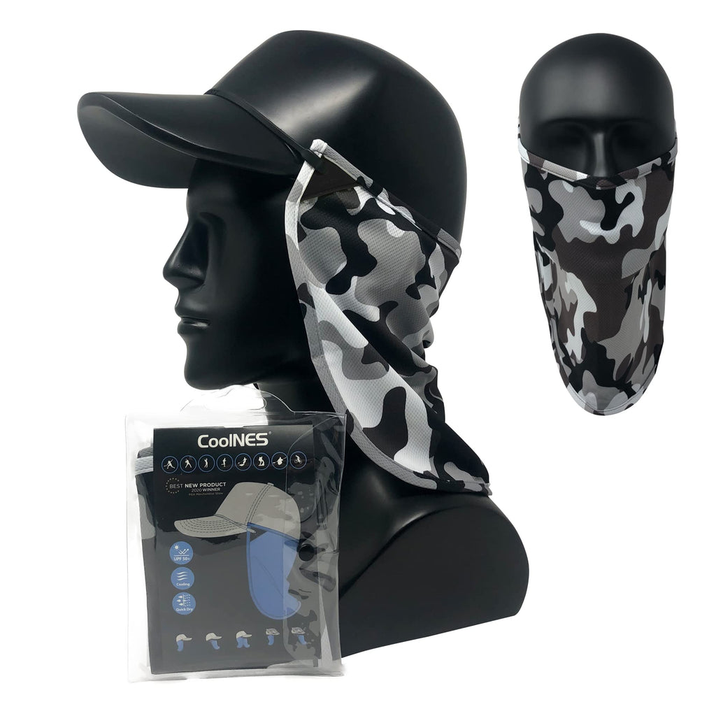 Coolnes - Uv Sun Protection Neck Drape Adjustable Multifunctional 2 In 1 Face Covering For Outdoor Fishing - Unisex Camouflage