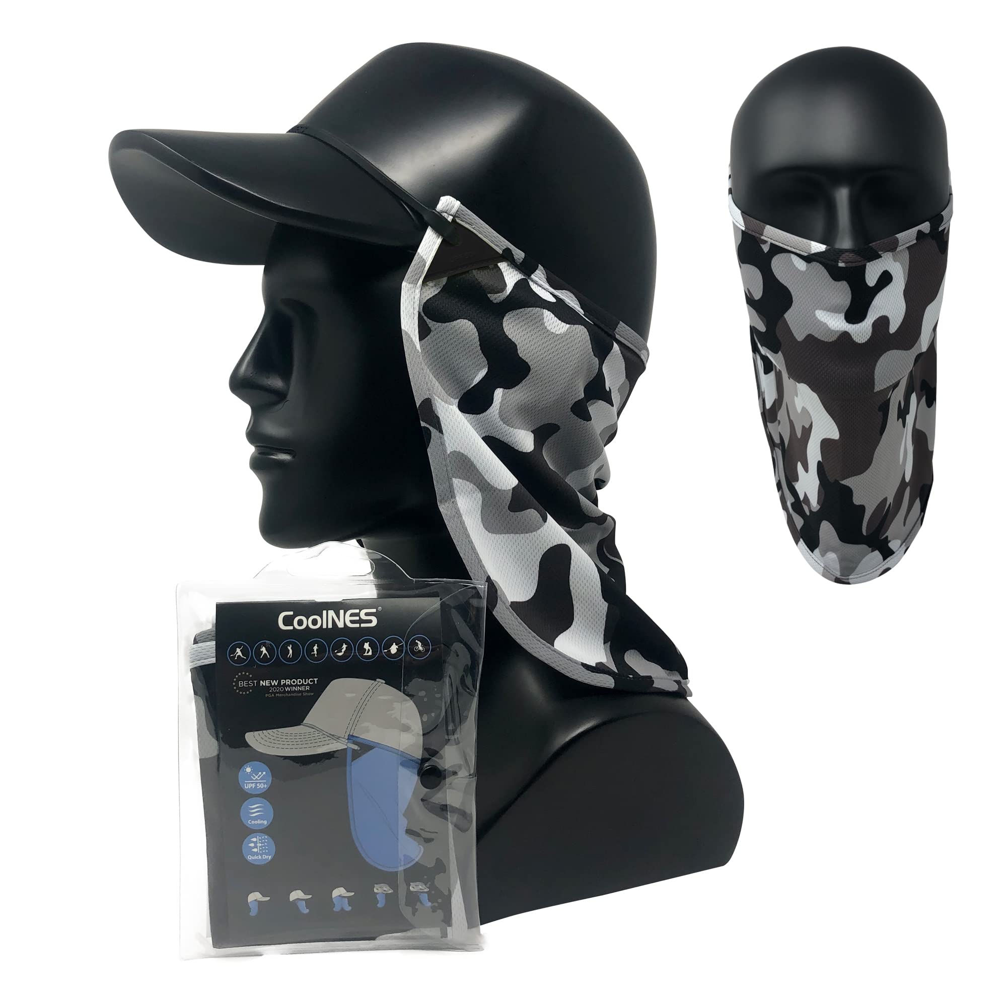 Coolnes - Uv Sun Protection Neck Drape Adjustable Multifunctional 2 In 1 Face Covering For Outdoor Fishing - Unisex Camouflage