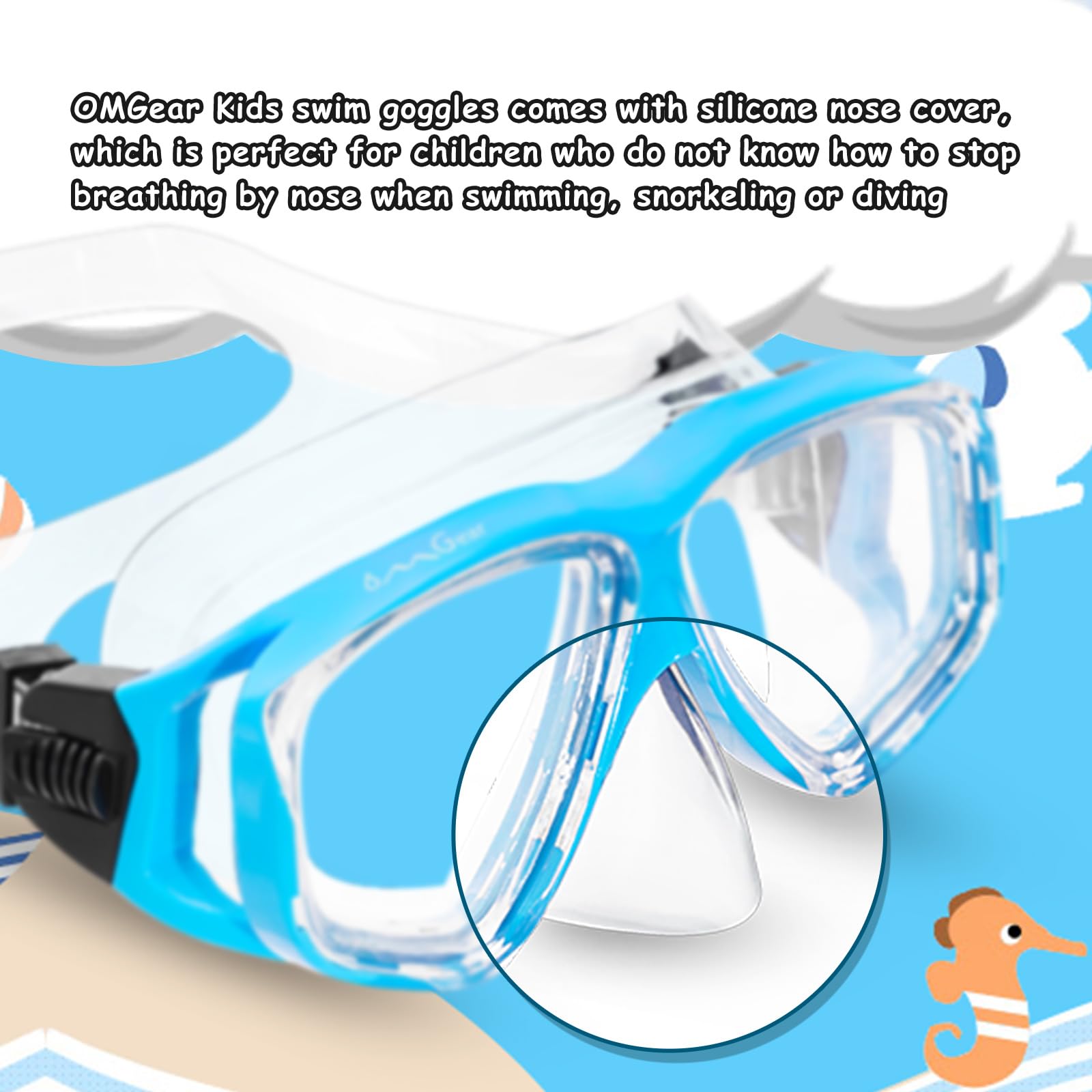 Goggles Kids Swimming Silicone Swim Mask Snorkeling Gear For Kids Tempered Glass Snorkel Goggles With Nose Cover Scuba Diving Go