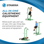 Stamina Outdoor Fitness Power Tower Dip Bar - Pull Up Bar Station With Smart Workout App - Dip Bars For Home Workout - Up To 300