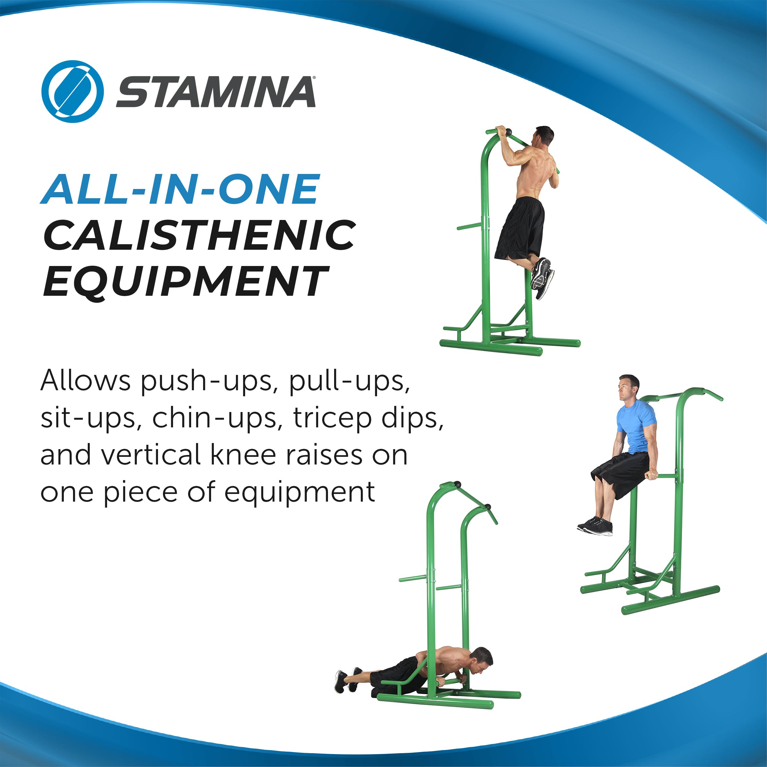 Stamina Outdoor Fitness Power Tower Dip Bar - Pull Up Bar Station With Smart Workout App - Dip Bars For Home Workout - Up To 300