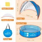 Peradix Baby Beach Tent, Paddling Pool For Kids & Pets Infant Ball Pit Tent, Toddler Wading Pool Uv Sun Shelter Canopy With Mosq