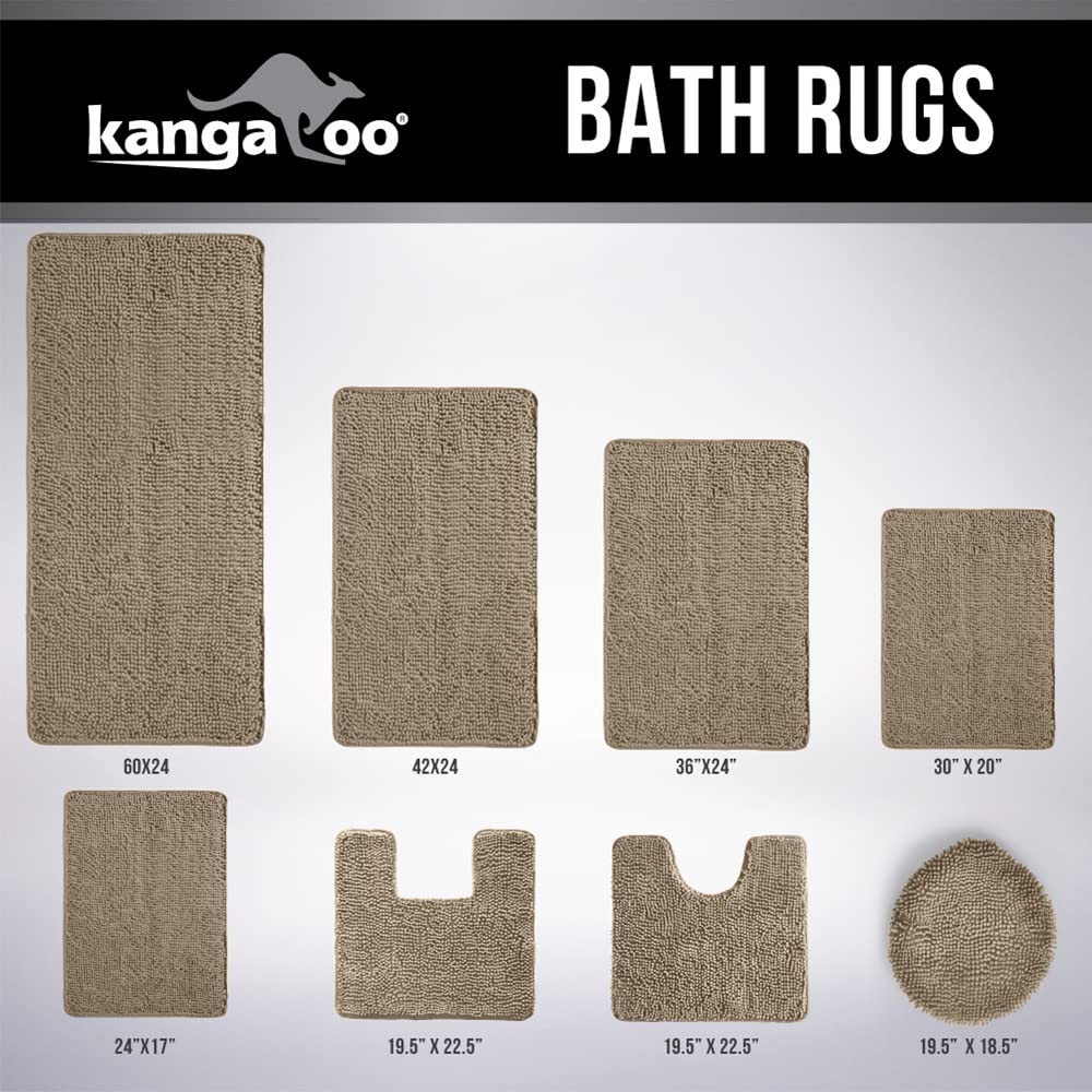 Kangaroo Luxury Chenille Bath Rug, 36X24, Extra Soft And Absorbent Shaggy Bathroom Rugs, Machine Wash Mat, Strong Underside, Plu
