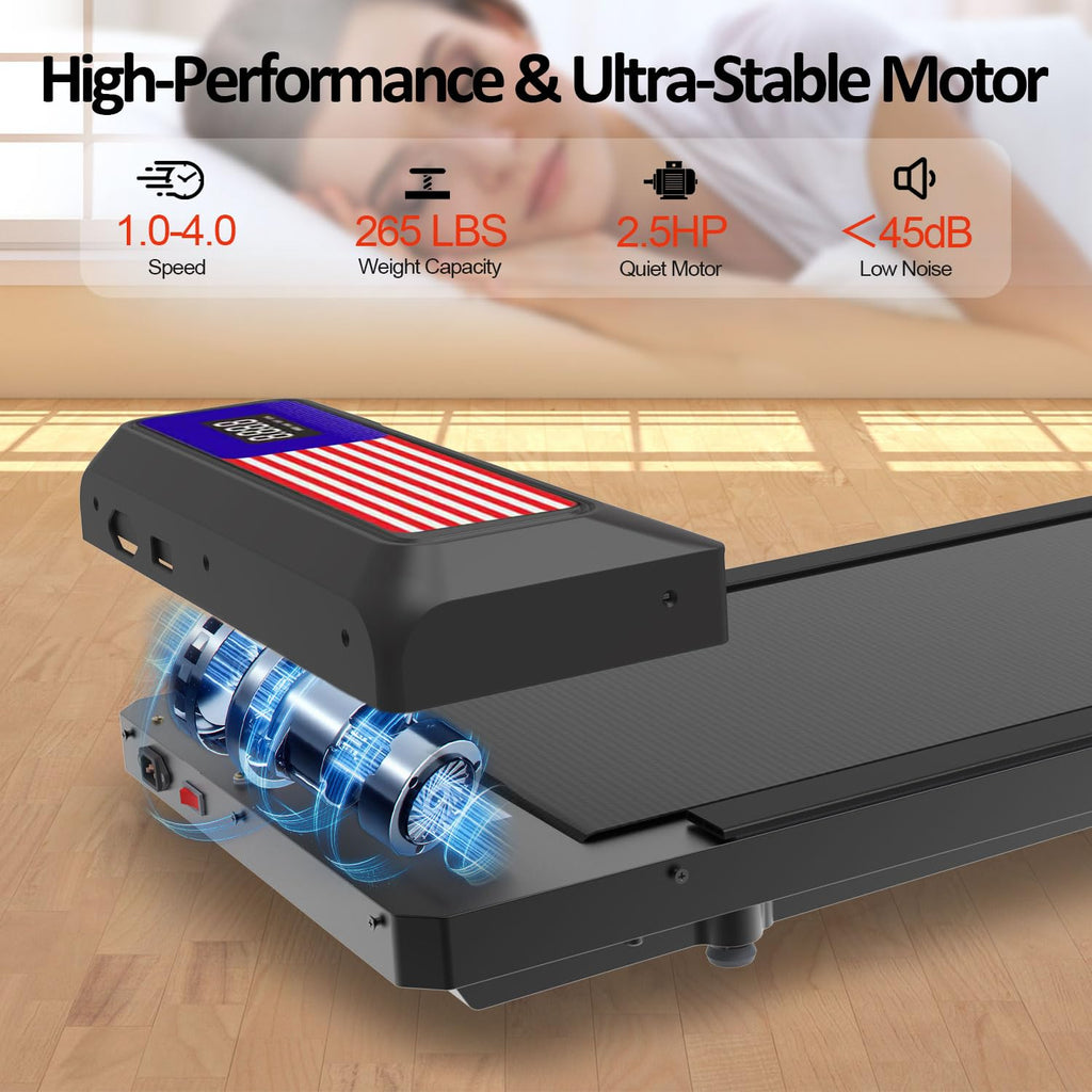 Walking Treadmill Pad, Under Desk Treadmills With Incline For Home Office,2.5 Hp Portable Walking Machine With 265 Lbs, Remote C