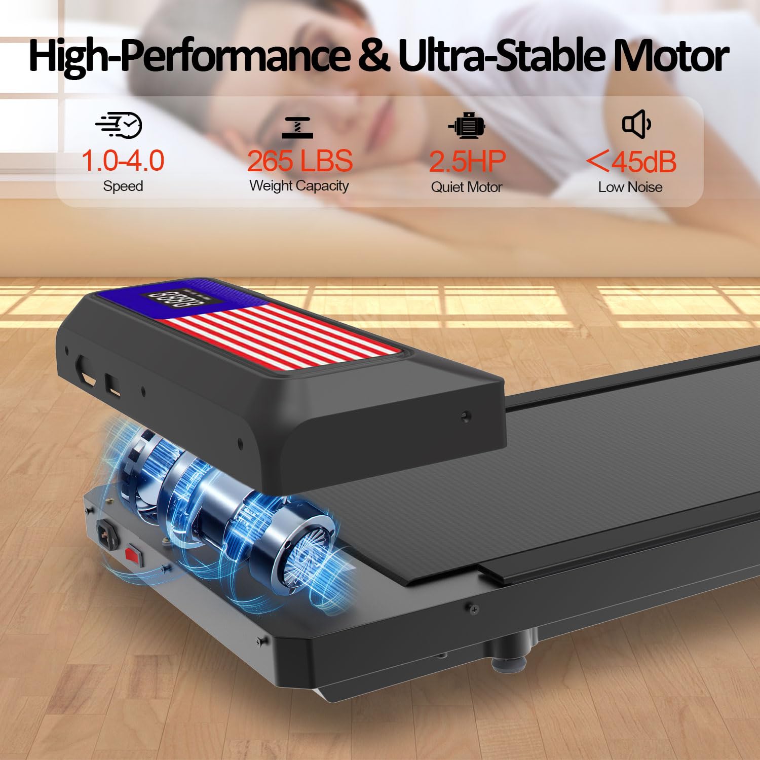 Walking Treadmill Pad, Under Desk Treadmills With Incline For Home Office,2.5 Hp Portable Walking Machine With 265 Lbs, Remote C