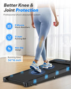 Cardirun Foldable Treadmill with Incline, Compact Walking Pad Treadmill with Safety Handle Bar, 3.0HP Quiet Under Desk Treadmill
