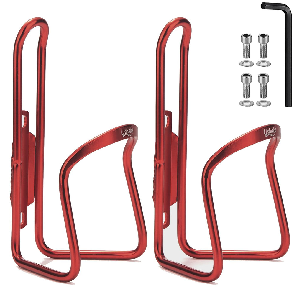Ushake Water Bottle Cages For Mtb Bikes - Lightweight Aluminum Alloy Holder Brackets - Easy To Install With Drilled Holes - 2 Pa