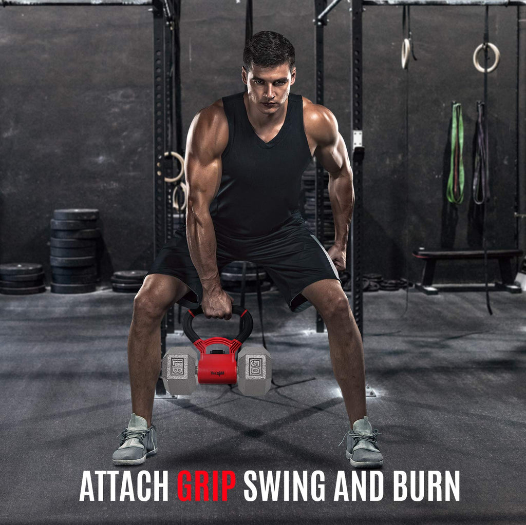 Yes4All Kettle Bell Grip/Weightlifting Kettlebell/Dumbbell Grip Handle - Convert Dumbbells Into Kettlebell For Home Gym
