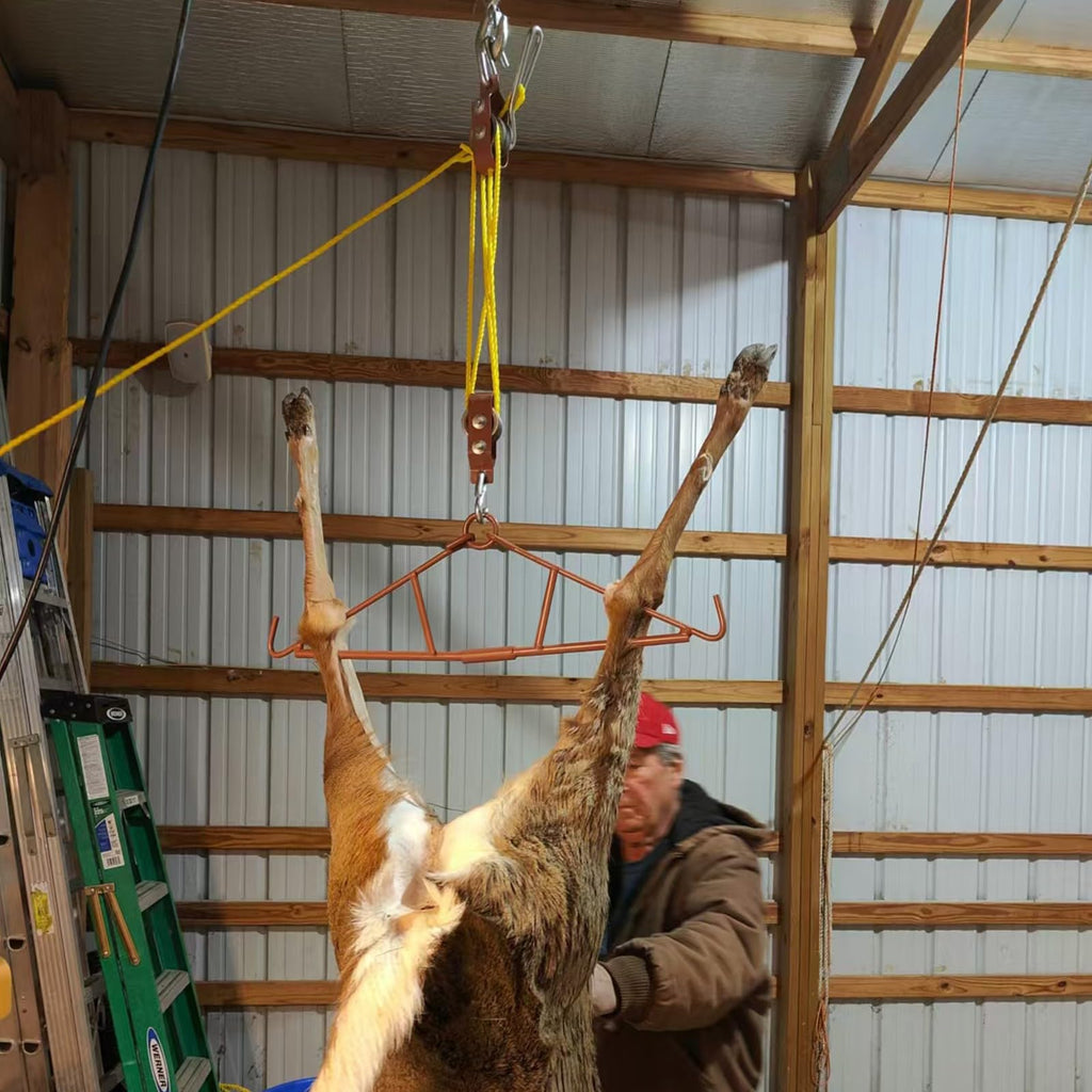 Atflbox Game Hoist Gambrel With 700Lb Capacity Deer Hanger And Elk Dual Pulley Hoist Lift System, Hunting Game Hanging Kit For D