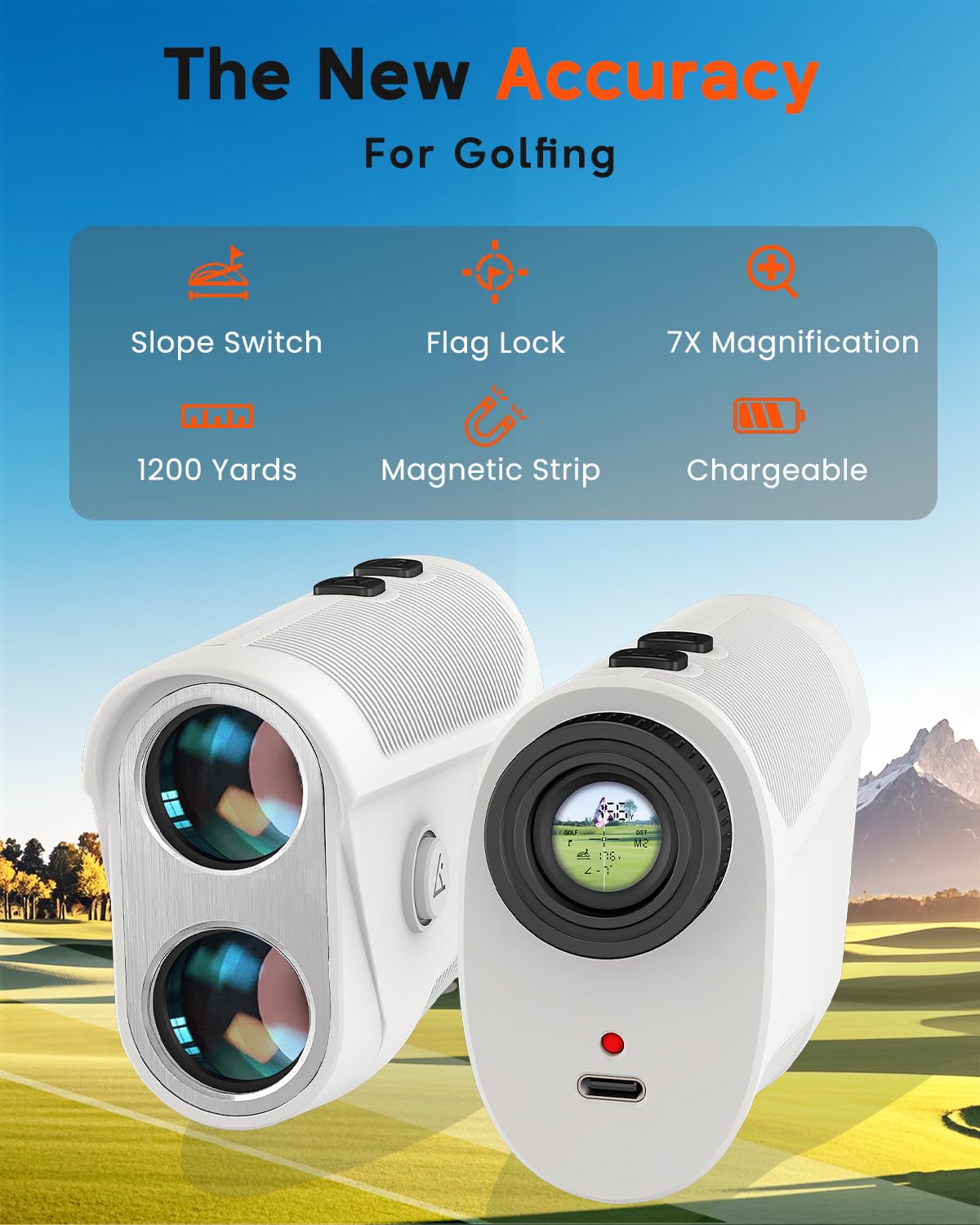 Golf Rangefinder With Slope, Golf Laser Rangefinder,1000 Yard Range Finder Golfing With Magnetic Holder, Usb C Rechagreable, 6X