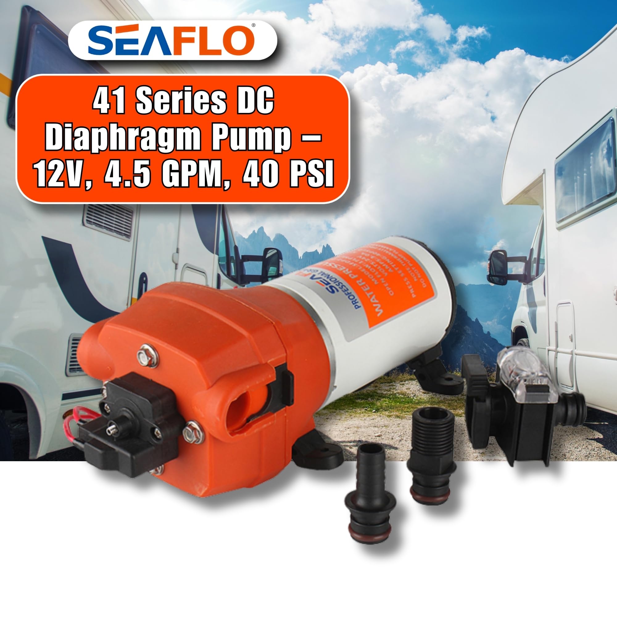 Seaflo 12V 4.5 Gpm 40 Psi Water Pressure Pump