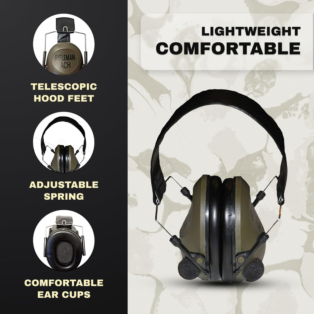 Benchmaster Rifleman Ach Headphones, Shooting Ear Protection, 21 Db, Situational Awareness, Noise Canceling Headphone, Hunting A