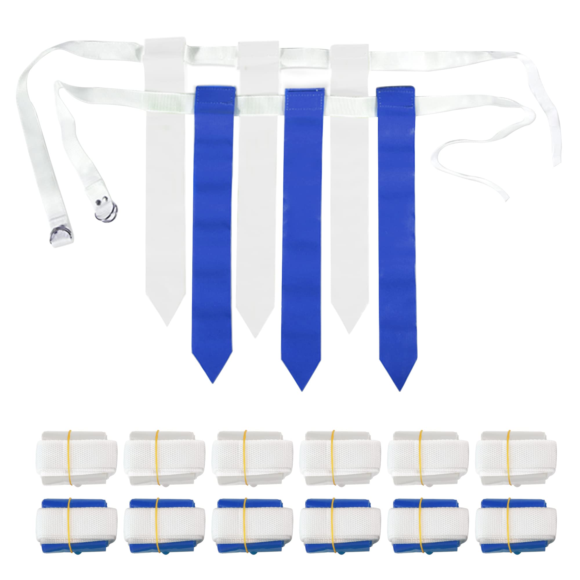 Wyzworks 12 Player Adjustable Flag Football Set, 3 Flags Per Belt, Hook And Loop Fastener, Nylon Belt W/Double D-Ring Closure, 1