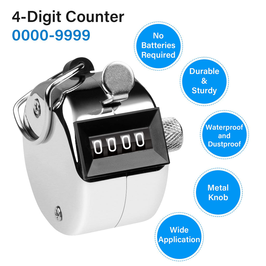 Sdarming Tally Counter, 4-Digit Clicker Counter, Metal Hand Tally Counters Clicker Pitch Counter For Counting, Knitting, Coachin