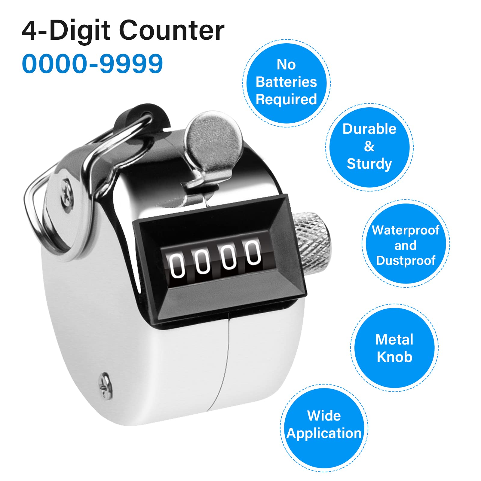 Sdarming Tally Counter, 4-Digit Clicker Counter, Metal Hand Tally Counters Clicker Pitch Counter For Counting, Knitting, Coachin