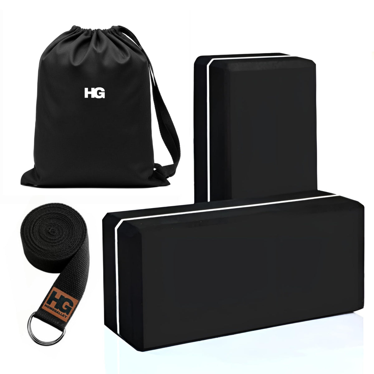 Homegalley Yoga Blocks For Beginners Yoga Blocks Pack Of 2 With Belt For Exercise High Density Eva Exercise Block Pair To Improv