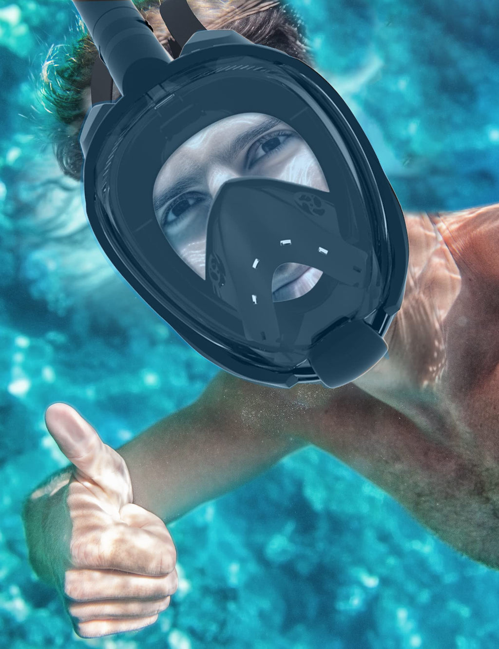 W WSTOO Full Face Snorkel Mask Adults,Suitable for Beginners Dry Top Snorkeling Gear,Can Your Mouth or Nose to Breathe,180 Degre