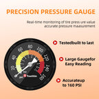 Toolitin Floor Bicycle Pump With Gauge,160 Psi High Pressure,Bike Pump Compatible With Presta And Schrader Valve,Bike Tire Pump