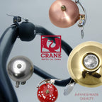 Crane Bike Bell, Polished Copper, Suzu Bicycle Bell, Made In Japan For City Bikes, Cruisers, Road Bikes Or Mtb, Fits Handlebar D