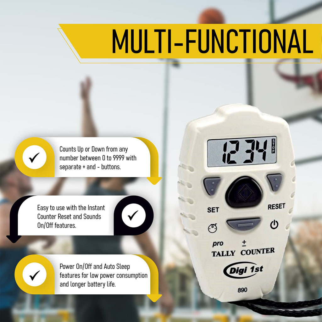 Digi 1St Tc-890 Digital Tally Counter, Electronic Up Down Clicker Counter, Add/Subtract People Counter, Handheld Pitch Counter F