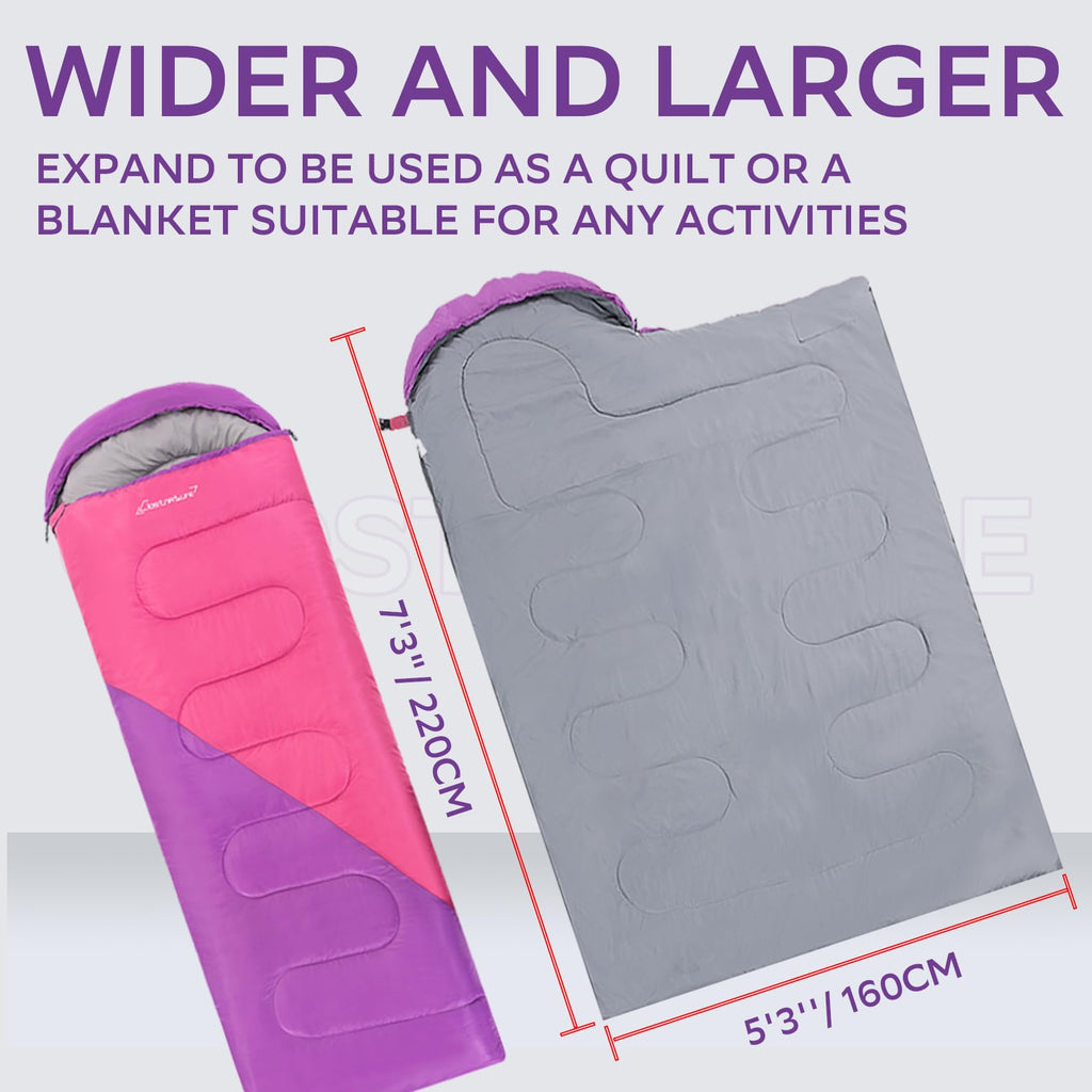 Clostnature Sleeping Bag For Adults And Kids - Lightweight Camping Sleeping Bag For Girls, Boys, Youths, Ultralight Backpacking