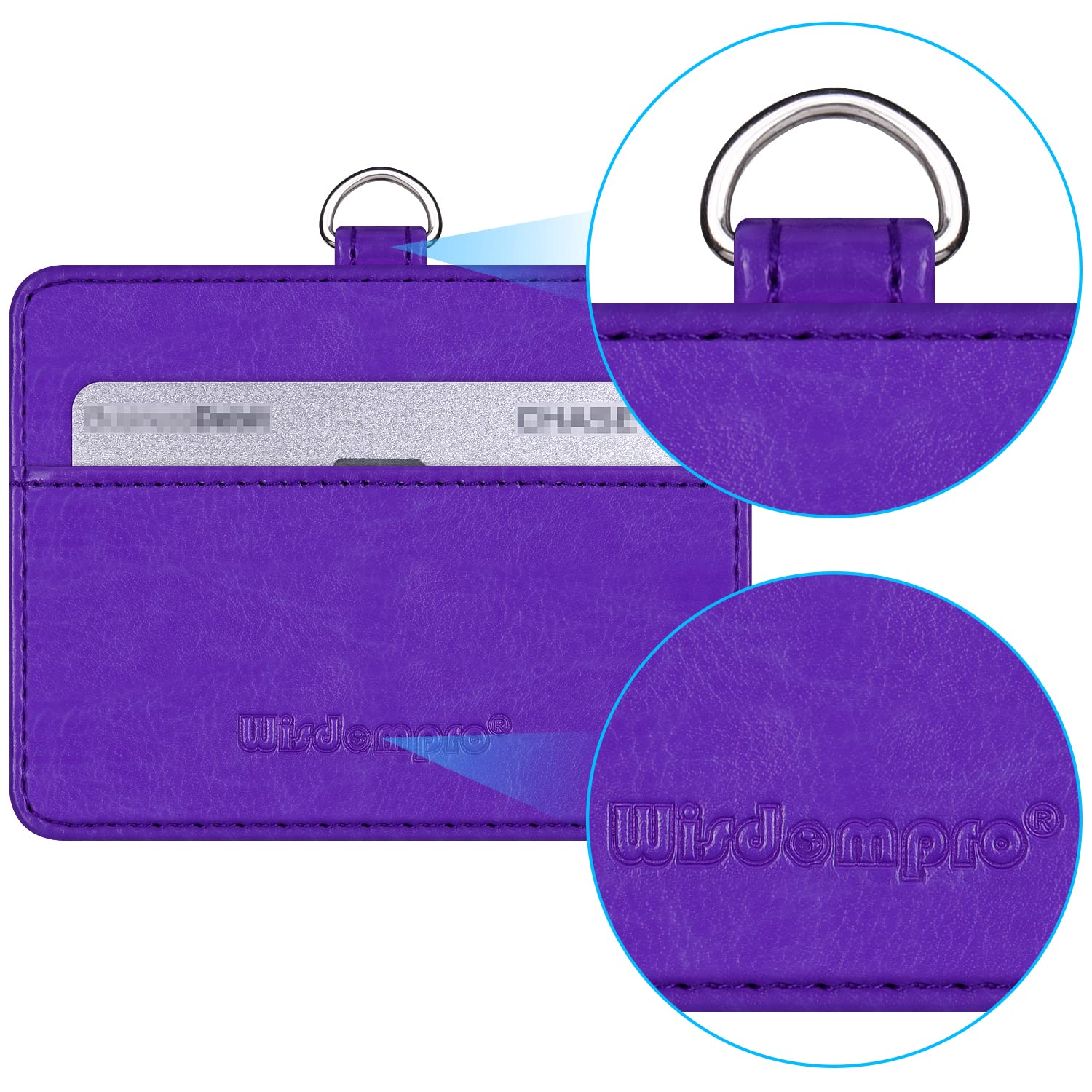 Wisdompro 2-Sided Pu Leather Id Badge Holder With 1 Id Window And 1 Card Slot And 1 Piece 23 Inch Adjustable Polyester Detachabl