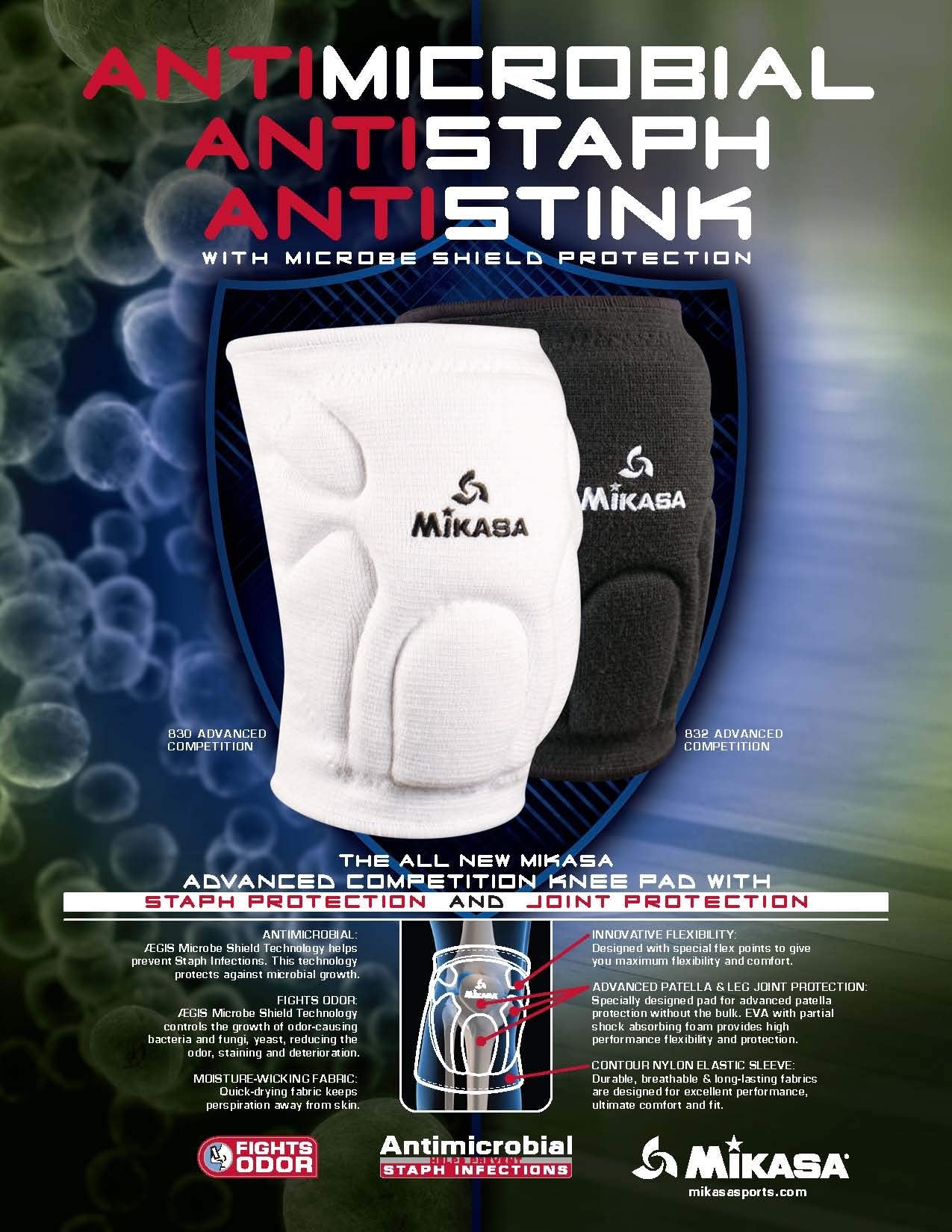 Mikasa 832Jr Competition Kneepad, Black