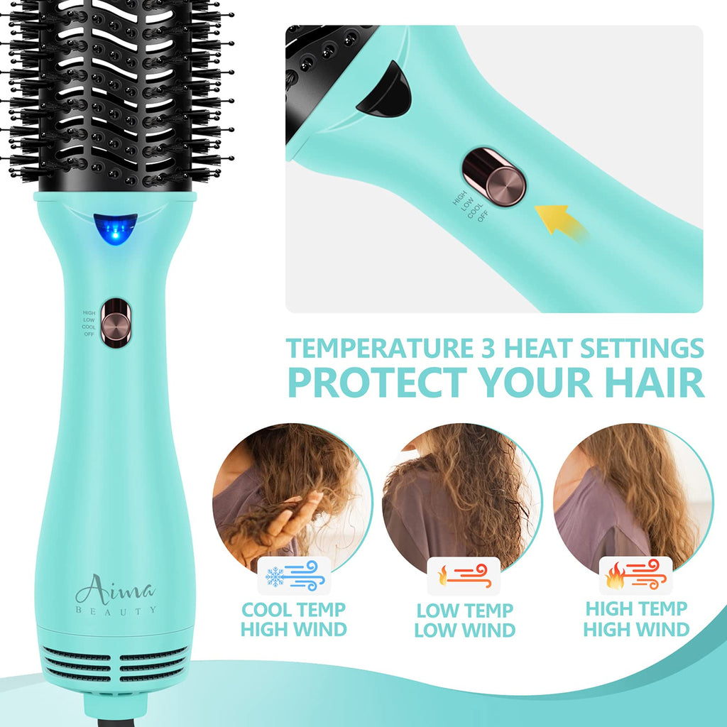 Hot Air Brush, Aima Beauty Professional One Step Hair Dryer  Volumizer 4 In 1 Upgrade Anti-Scald Negative Ionic Technology For A