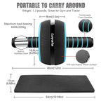 10-In-1 Ab Wheel Roller Kit With Resistance Bands, Knee Mat, Jump Rope, Push-Up Bar - Home Gym Equipment For Men Women (Blue)