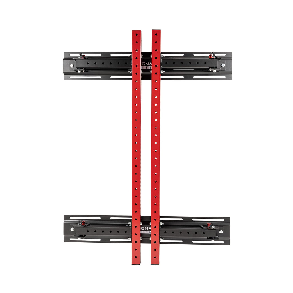 Signature Fitness 3    x 3    Wall Mounted Fold-in Power Cage Squat Rack with Adjustable Pull Up Bar and J Hooks - Space-Saving