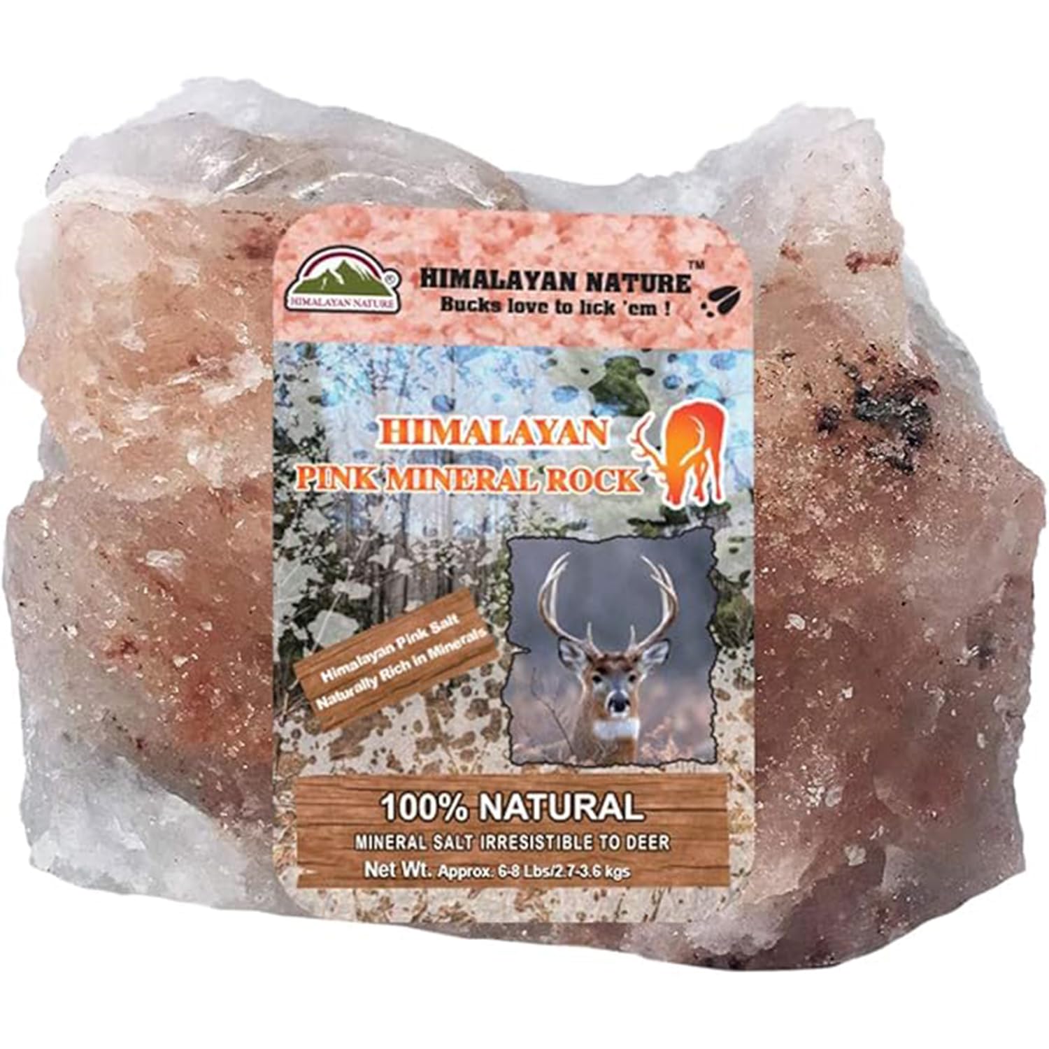 Himalayan Nature Animal Licking Pink Salt Rock Lick Deer, 5 Pound, Natural Mineral Block, Hand-Carved, Ideal for Wildlife, Hunti