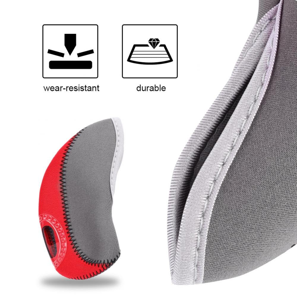 Dilwe 10 Pcs Golf Putter Protector, Wedge Neoprene Iron Head Cover With Zipper Long Neck See Through Window Golf Covers (Gray+Re