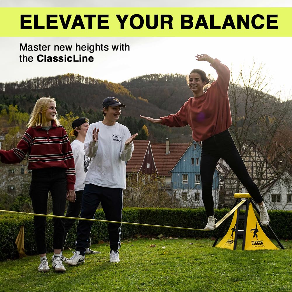 Gibbon Independence Slackline Kit With Classicline, Slackline A Frame X2, Slackline Ground Screw - Slackline Without Trees, Adju