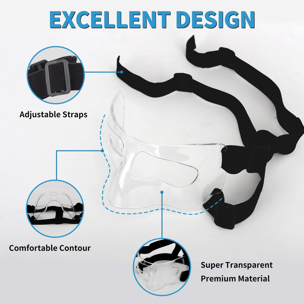 Hiaaro Nose Guard For Broken Nose, Face Shield Masks For Soccer, Basketball, And Other Sports Protect, Adjustable, And Clear For