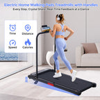 Electric Treadmills for Home with Incline, Walking Pad Treadmill with Handle Bar, 0.6-7.6MPH Portable Small Treadmills with Hand