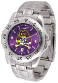 SunTime Men's East Carolina Pirates Sport Watch, 20mm Stainless Steel Strap, Reflective Shiny Dial with Date