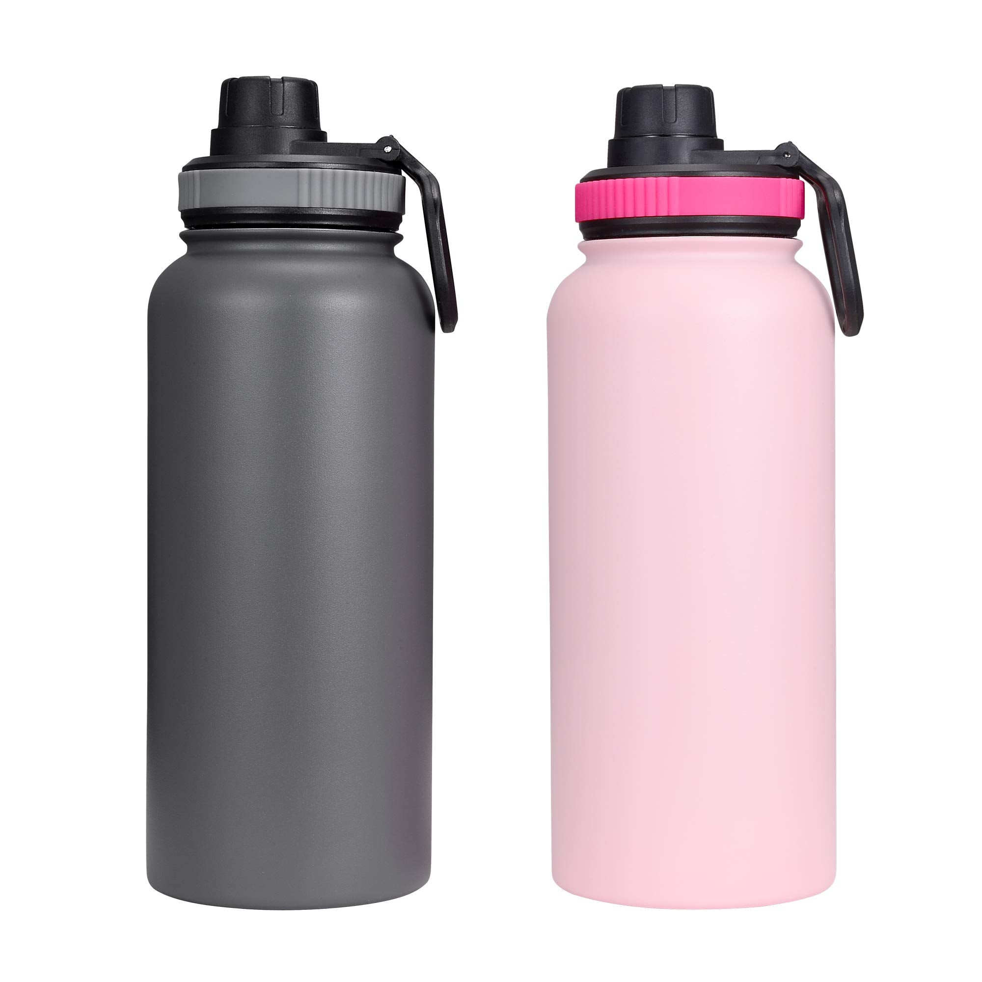 Vmini Spout Lid, Compatible With Hydro Flask Wide Mouth Sports Water Bottle, 5 Different Color Rubber Rings, Big Handle, Easy To