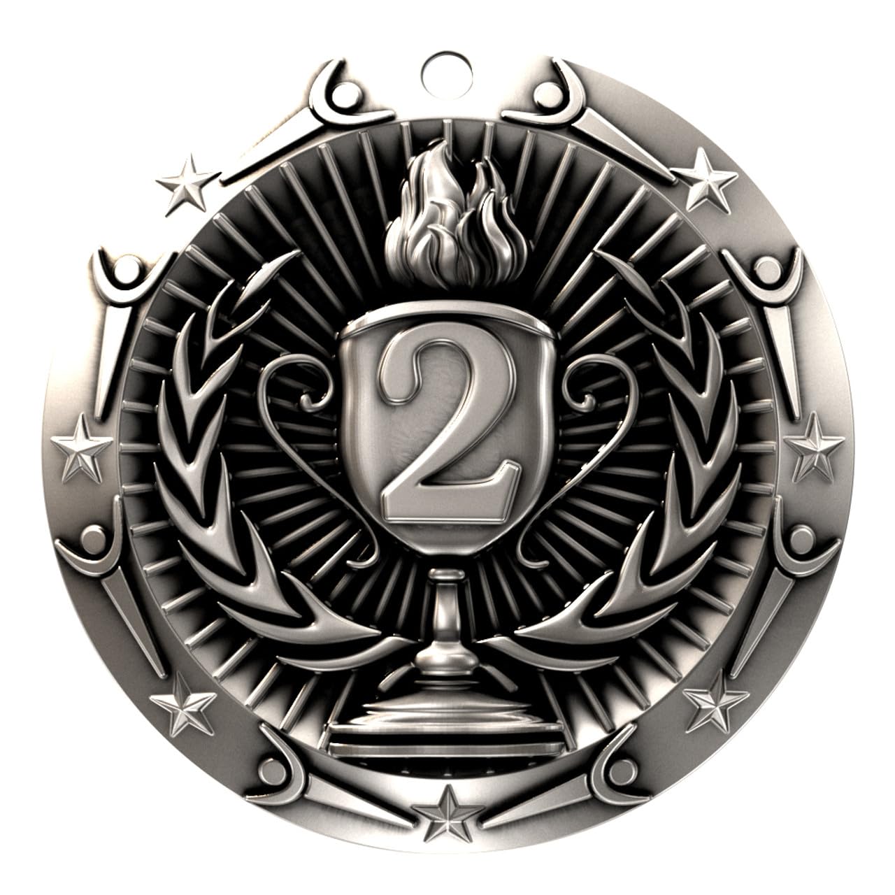Decade Awards' 2Nd Place Silver Medal - Large Metal Award Medals With Stars & Stripes American Flag V Neck Ribbon - Perfect For