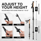 Montem Ultra Light 100% Carbon Fiber Trekking, Walking, And Hiking Poles - One Pair (2 Poles) - Ultra Light, Quick Locking, Fold